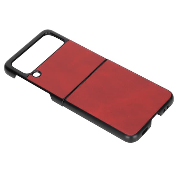 Leather Case for Samsung Galaxy Z Flip 3 Mobile Phone Shockproof Scratch Cover Red