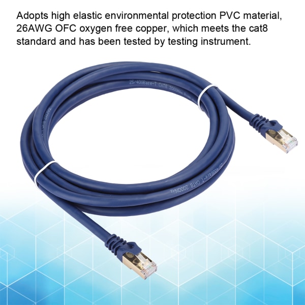 3m / 9.84ft SFTP 40Gbps RJ45 Hann Cat8 Ethernet Patch LAN-kabel for Ruter Laptop