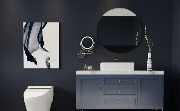 Double-Sided Magnifying Makeup Mirror Wall-Mounted LED Waterproof Mirror 360 Degree Rotation - 6 Inch Silver