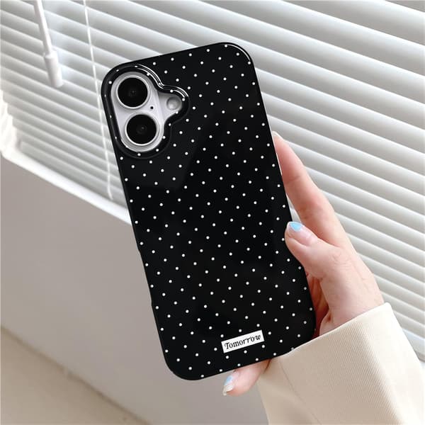 iPhone 17 Case, IMD Soft Shell Material, Cute and Stylish Polka Dot Pattern, Beautiful Design, Black black