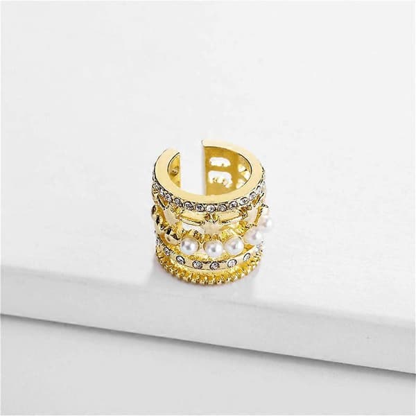 Guldfärgad Faux Pärla Lager Öronmudd, Minimalistisk Icke-Piercing Brosk Öronmudd, 1st