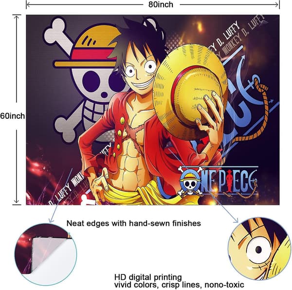 Anime One Piece Luffy Seinävaate Tausta Juhlabanneri Sisustus 60x80in