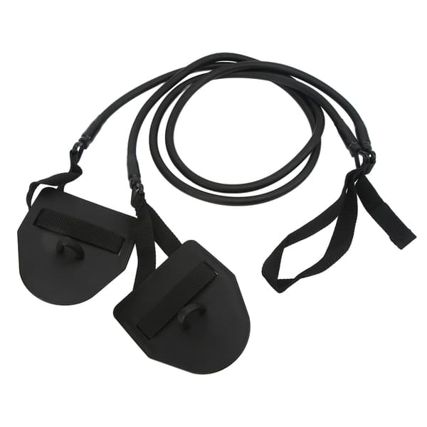 Svømmemotstandsband i latex, svart, elastisk, med håndpadle