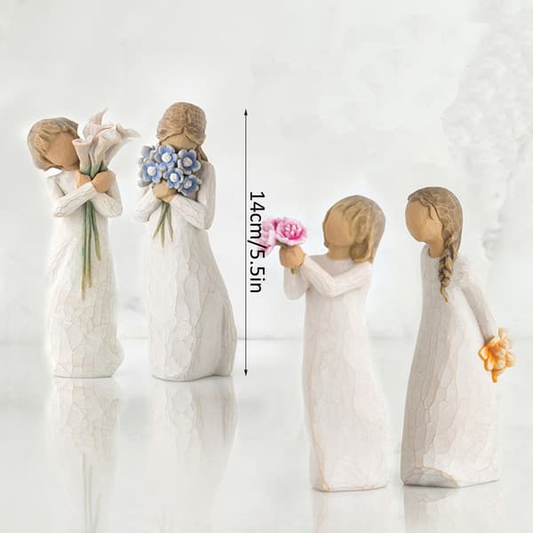 Willow Tree Handmålad Resin Flicka Skulptur Blomsterflicka Ornament Hantverk