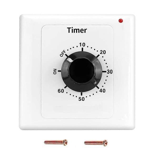 60 min tidsbryter, AC 220V 15A intelligent mekanisk nedtellingstimer stikkontakt tidsbryter 86 panel timer kontrollknapp