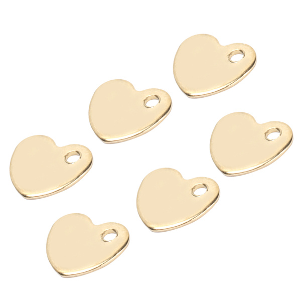 20 stk. DIY Hjerteformet Vedhæng Rustfrit Stål Vedhæng med Hul Smykkefremstillings Tilbehør (Guld 9 x 10mm)