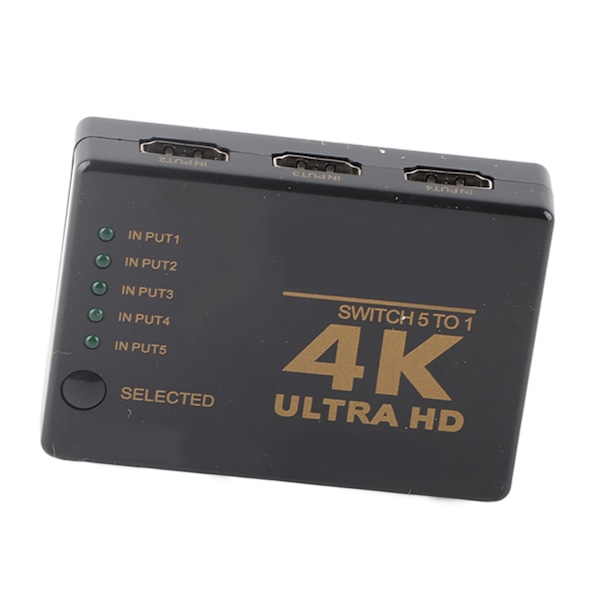 High‑Definition Multimedia Interface Switcher 5 inn 1 ut 1080P Konverter med Fjernkontroll