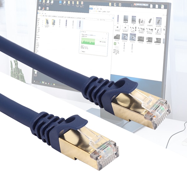 2 stk Cat8 40Gbps 2000Mhz Ethernet-kabel RJ45 Nettverkskabel LAN Patch Cord 1m