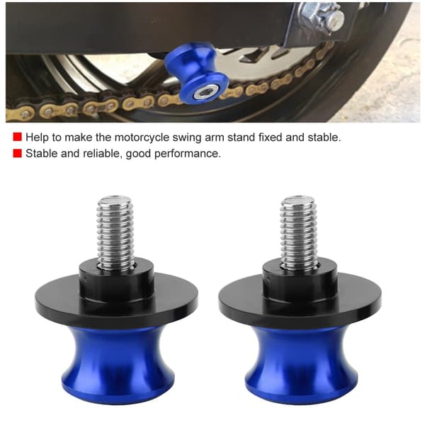 2 st 6 mm Motorcykel CNC Bakstöd Svingarm Spool Sliders Stöd Svingarm Bobbins (Blå)