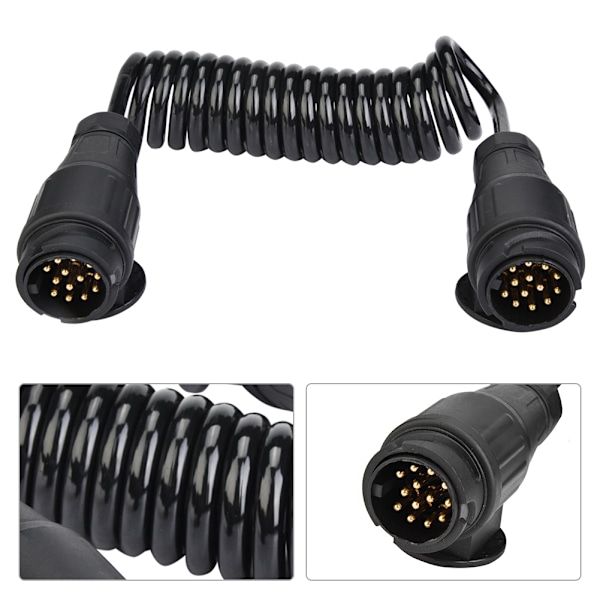 13-polet tilhengerplugg med fjærkabeladapter for tilhenger og campingvogn