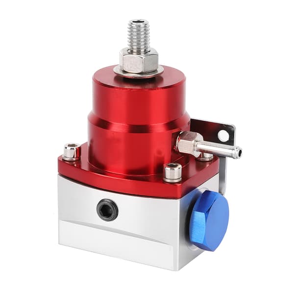 Universal Justerbart Brændstoftrykregulator Sæt med Måler 100PSI (Rød+Sølv)
