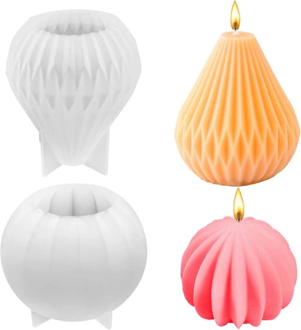 2 stk. silikone lysform, pæreformet lysform, DIY 3D lysform, tredimensionel lysform, 3D geometrisk lysform, til duftlys, ornament