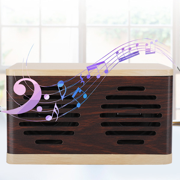 D7 Puuta jäljittelevä kannettava subwoofer-minikaiutin Bluetoothilla, audio- ja latauskaapelilla