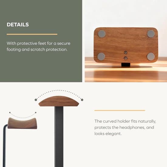 Walnut Wood Headphone Stand - Headset Stand - Gaming Headphone Stand