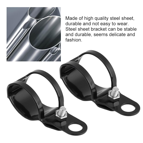 2 stk. Motorcykel Blinklys Beslag Passer til 30-45mm Forgaffel Scooter (Sort)