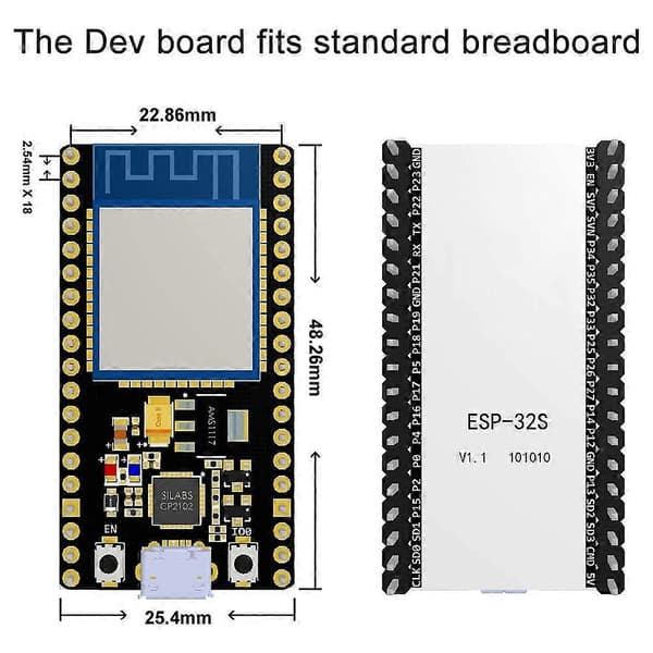 ESP32 ESP-32S NodeMCU-32S ESP-WROOM-32 Utviklingskort black