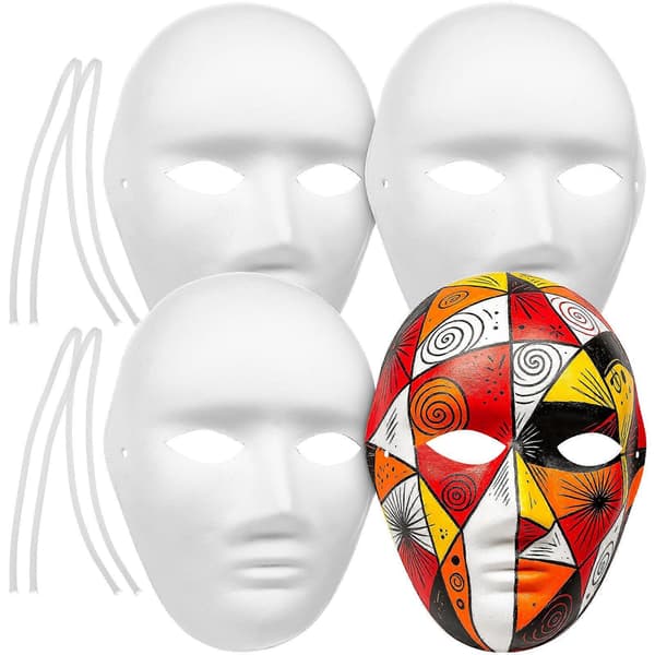 Halloween Handmålade Masker DIY Massamaskar 4-delat Set