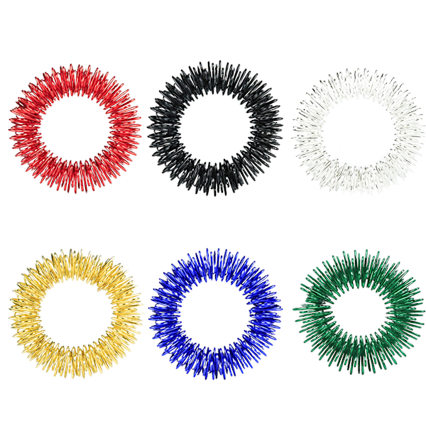 6PCS Spiky Sensory Finger Rings Finger Acupressure Massage Rings Relieve Stress Reusable Mini Finger Massager