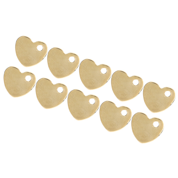 20 stk. DIY Hjerteformet Vedhæng Rustfrit Stål Vedhæng med Hul Smykkefremstillings Tilbehør (Guld 9 x 10mm)