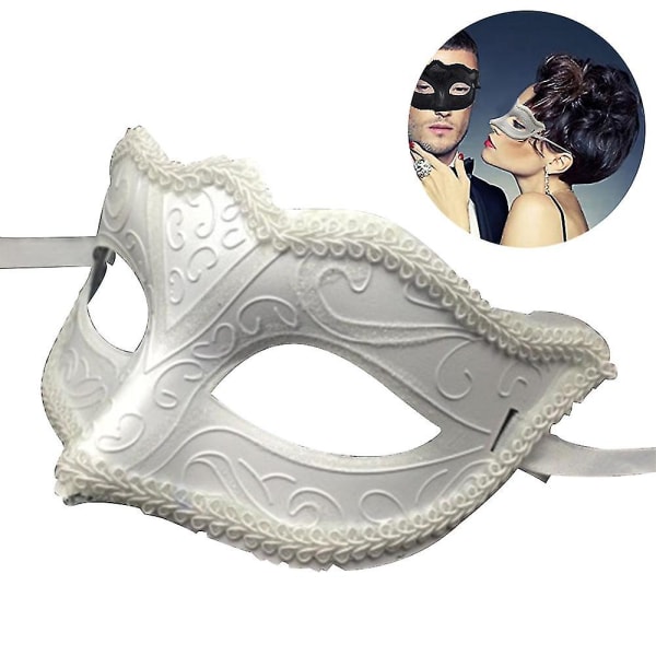 Fashion Lace Par Maskerade Masker Kvinder Mænd Maske White