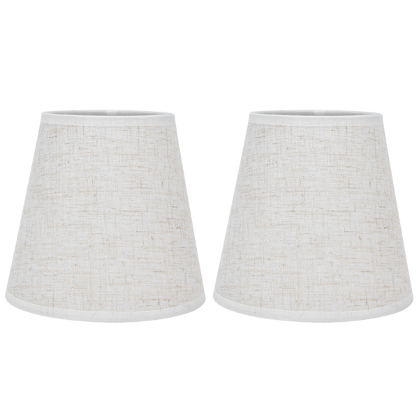 2 STK Bordlampeskjerm Stoff Klemme På Lampeskjerm for E14 Skrue Lysestake Lampe LysekronePT09 Lin