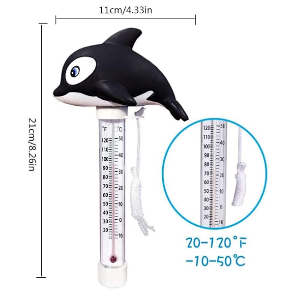 Pooltermometer Flytande Vattentemperaturmätare med Snöre Simbassäng Termometer för Utomhus- och Inomhuspooler Spa Badtunnor