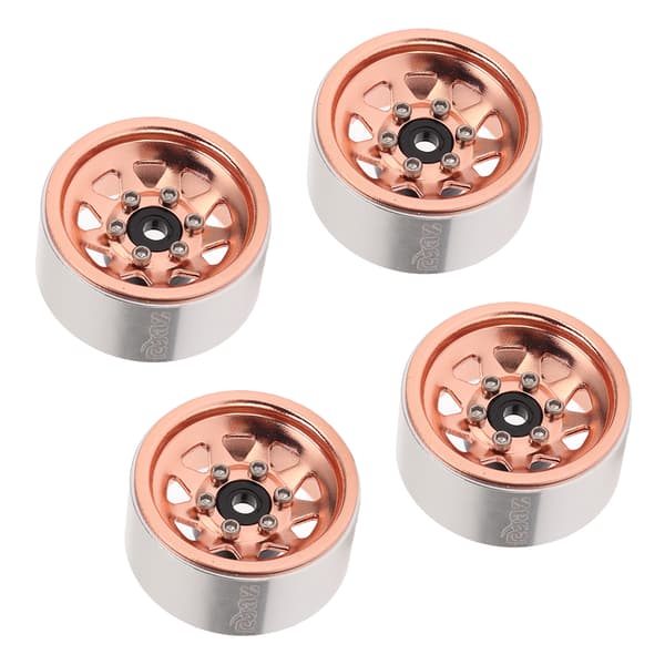 4st RC bilhjulnav 1.0in Crawler Car General 7mm Hex Driver Silver Yttre Triangulär 9 Hål Metall Hjulfälgar Guld