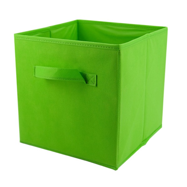 Collapsible Fabric Organizers Stackable Dustproof Folding Storage Box with Lid for Home Bedroom Office Green Without Cover