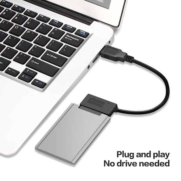 USB Easy Drive-kabel, USB 3.0 til SATA 7+9P harddiskadapterkabel, 1,8 tommer SSD-datakabel