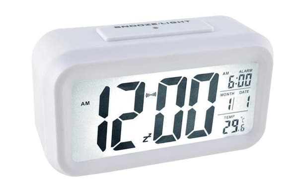 ISO vekkerklokke Digital med termometer white