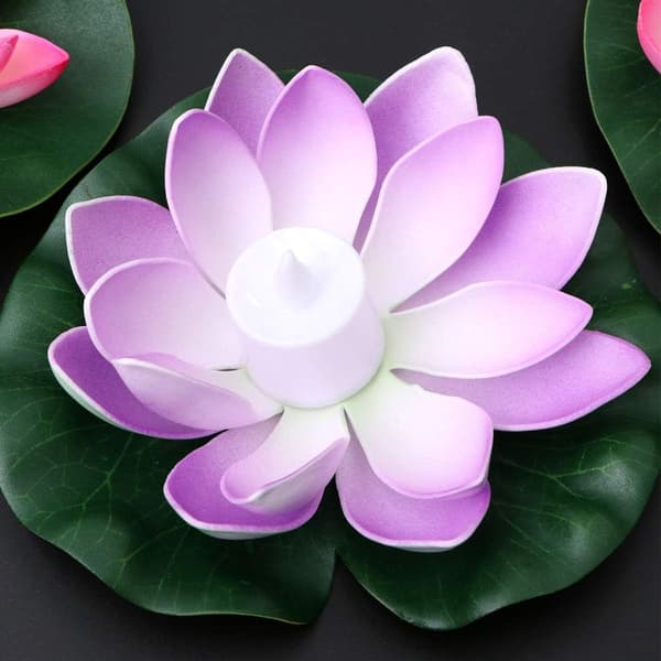 6 stk. flydende blomster LED-lys kunstige åkander