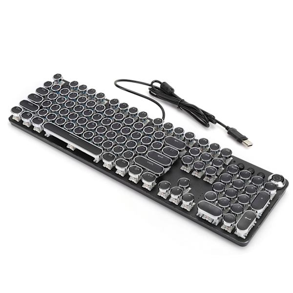 104 Tangenter Retro Stil Elektropläterat Tangentbord Mekaniskt Gamingtangentbord med Ljuseffekt