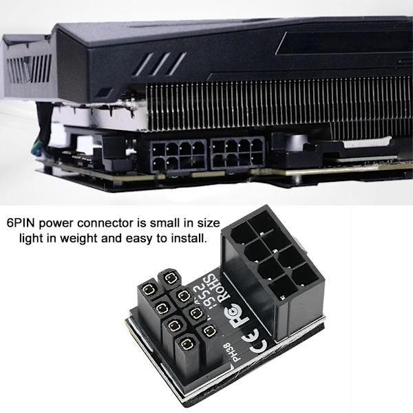 PH38A 6PIN Strøm Interface Konverter 180 Graders Vinklet Strømadapter Konnektor