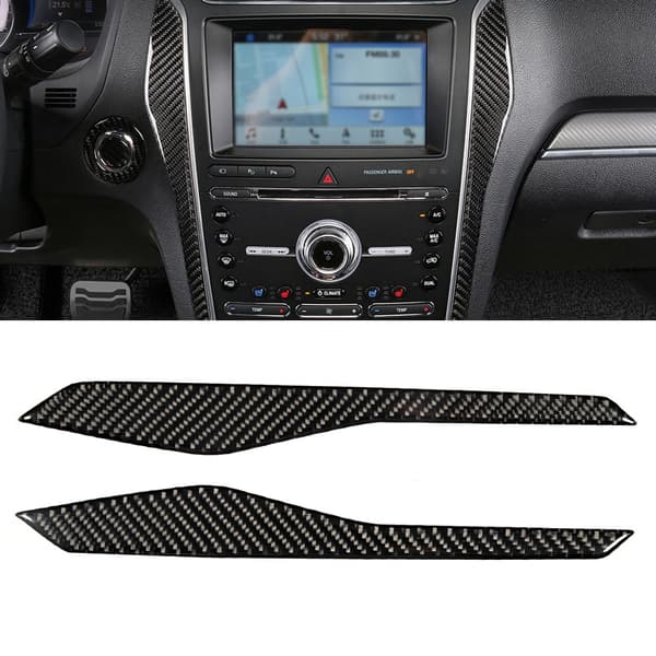 2 stk. Ekte Karbonfiber Senterkonsoll Panel Dekor Trim Passer for Ford Explorer 2013-2018