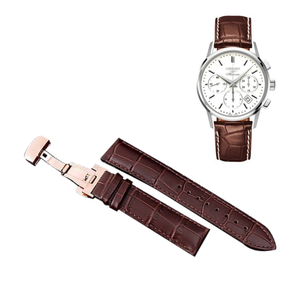 Klokkerem Lær Klokkebånd Spenne Universal Tilbehør for Erstatning Brun Klokkerem og Rose Gull Spenne 18mm / 0.71in