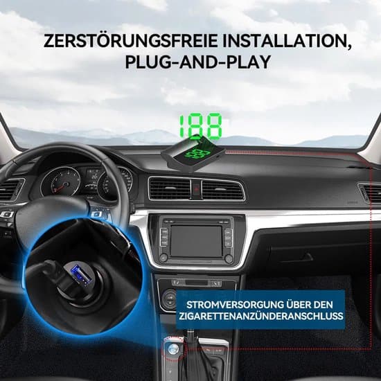 Digitalt speedometer HUD – GPS-hastighedsdisplay – Strålingsbeskyttelse – Bilafbryder – Plug-and-play – Velegnet til alle køretøjer