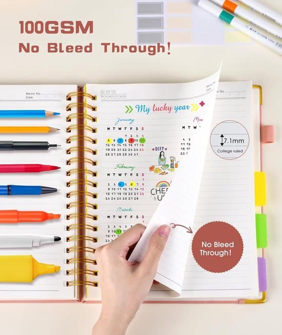 Notebook - Spiral Bound, Leather Cover - 300 Pages - 5-Section Layout - (10 x 8.07 inches) - Lined - Pink Pink