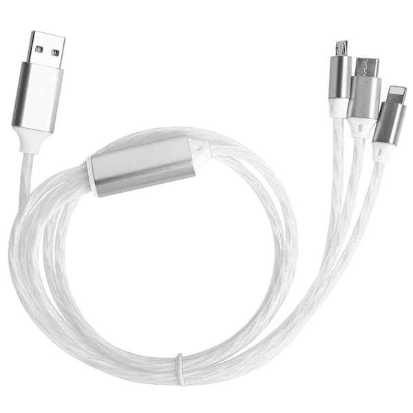 3 in 1 Multi USB -latauskaapeli LED Virtaava Laturi Johto IOS/Type C/Micro Portille Värikäs Valo