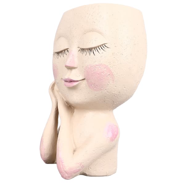 Ansiktskrukke Hvit ansiktskrukke Harpiks Dreneringshull Dekor Værbestandige blomsterpotter for uteplass 1.3