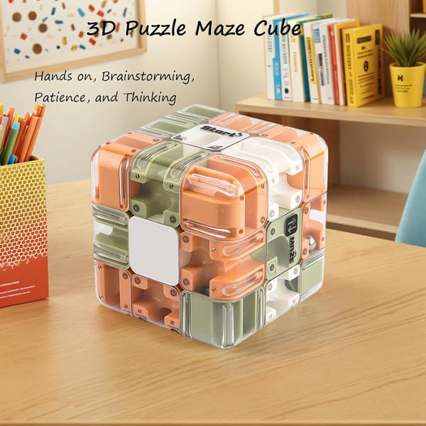 Puzzle Maze Cube - A captivating brain teaser toy, a spatial awareness brain training toy, relieves stress and cultivates logical thinking (1 pc).