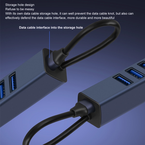 4 i 1 USB C Hub RJ45 Gigabit Ethernet Port 3 USB Porter USB C til Ethernet Adapter med Oppbevaringshull for Bærbare Datamaskiner Nettbrett