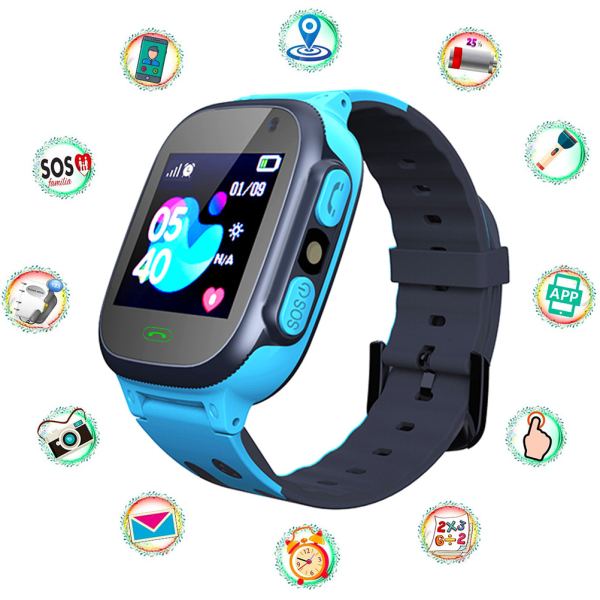 Kids Smartwatch LBS Smart Watch med lommelygter Anti Lost Voice Chat til drenge piger Fødselsdagsgaver blue