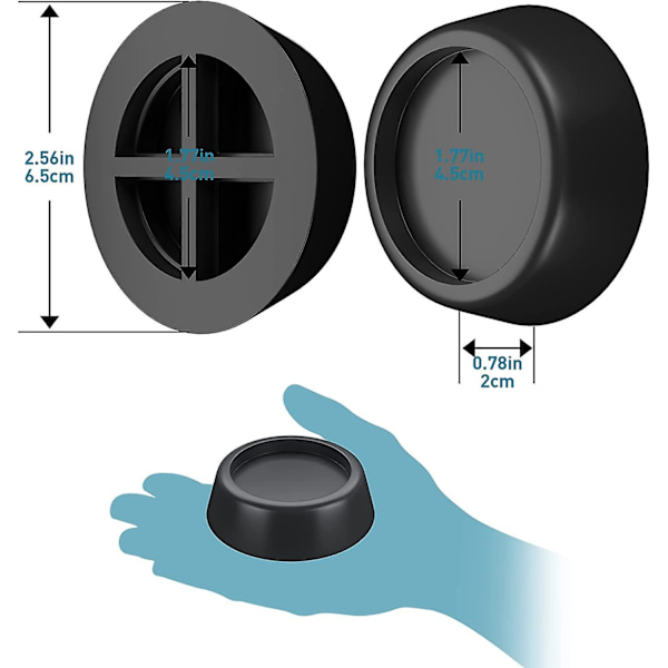 Anti-vibrations gummifødder til vaskemaskine - Sæt med 4, sort