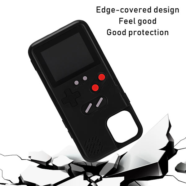 Färgskärm Spelkonsol Telefonfodral Retro Nostalgisk Handhållen Mobiltelefon Skal för iPhone11 Pro Svart