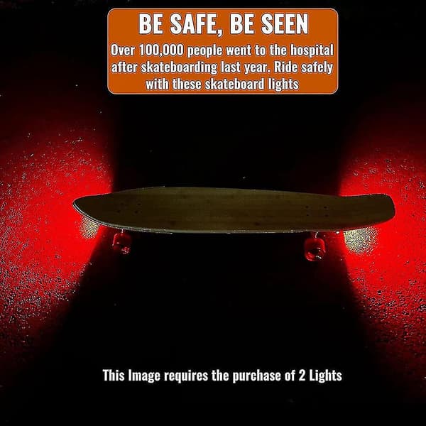 2x LED Skateboard Lights Longboard Lights Skateboard Lights Fits All Longboards Bikes Scooters
