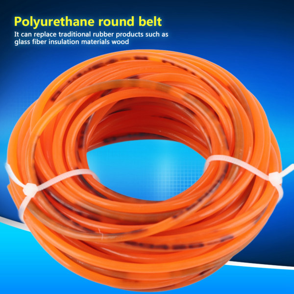 Orange Glat Overflade PU Polyurethan Rundrem Til Drivtransmission (3mm*10m)