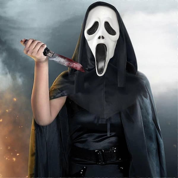 Spooky Halloween-kostymtillbehör Spökmask för vuxna rollspelsevenemang WhiteBlack