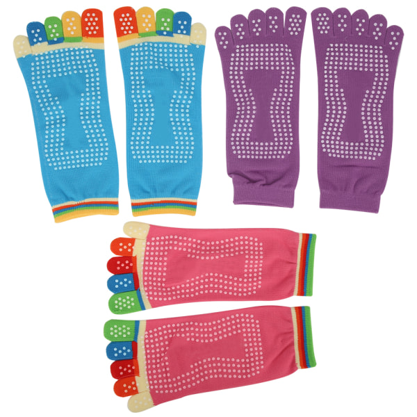 Højkvalitets Bomuld Farverige Komfortable Toe Socks Antiskrid Yoga Fem Toes Sokker