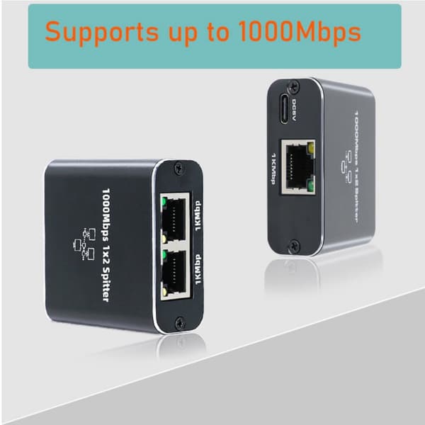 RJ45 splitter 1 til 2 Ethernet Giga 1000Mbps netværk