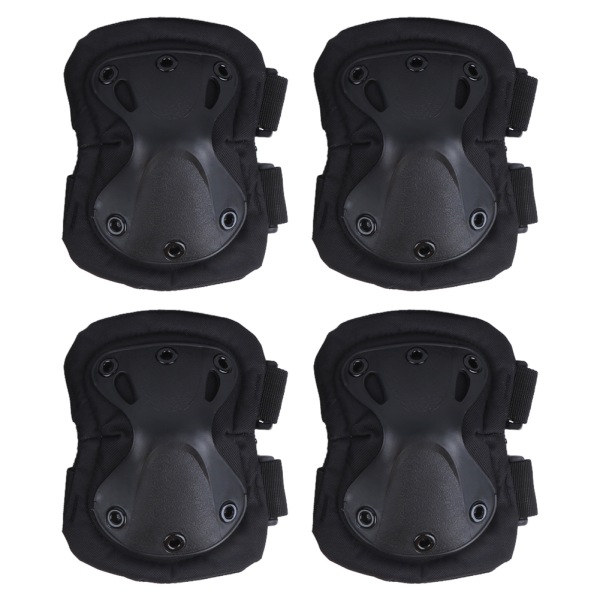 Knäskydd Armbågsskydd Sport Knä Armbågsskydd Andningsbart Skyddande Säkerhetsstöd Svart